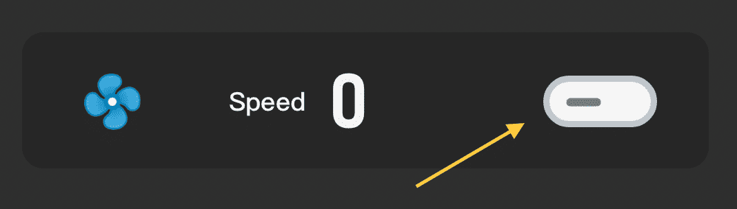 Screenshot uit de Inkbird app waar de knop getoond wordt om de ventilator in- of uit te schakelen